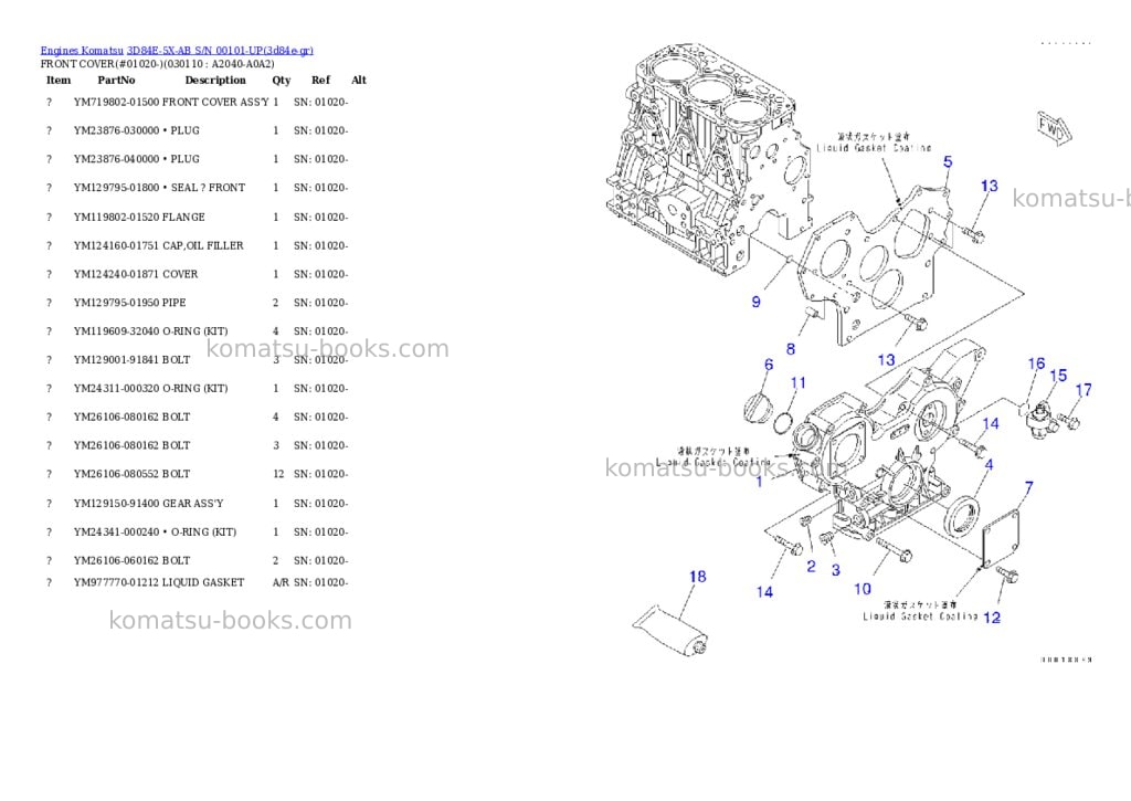Komatsu 3d84e-5x-ab s/n 00101-up Parts catalog cover Page 10 Komatsu 3d84e-5x-ab s/n 00101-up Parts catalog cover Page 10