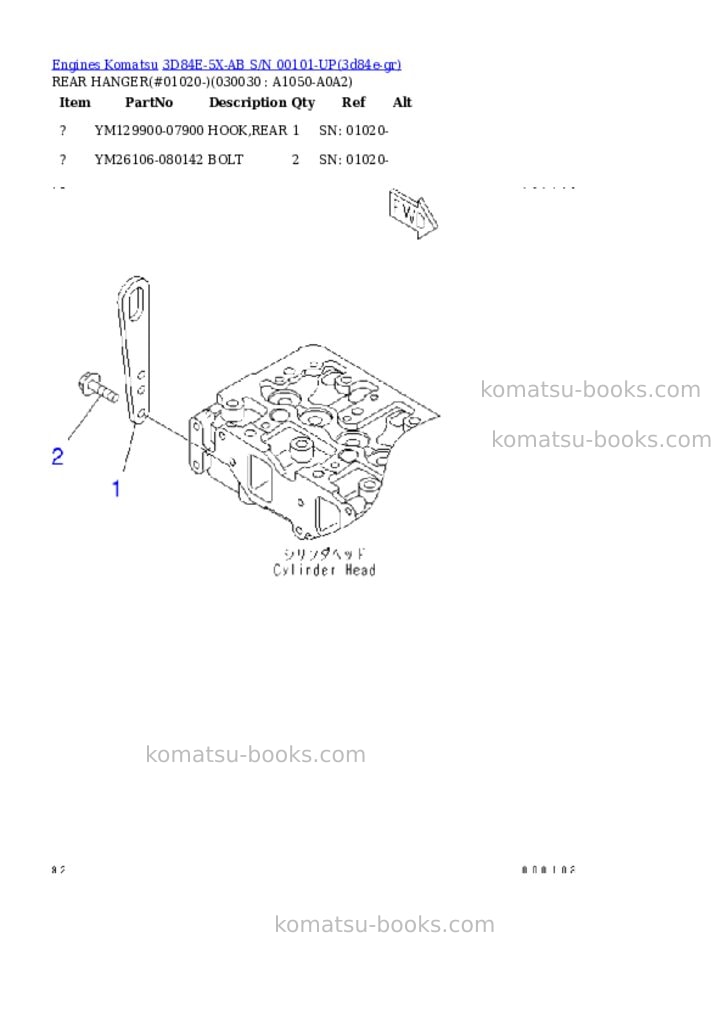 Komatsu 3d84e-5x-ab s/n 00101-up Parts catalog cover Page 2 Komatsu 3d84e-5x-ab s/n 00101-up Parts catalog cover Page 2