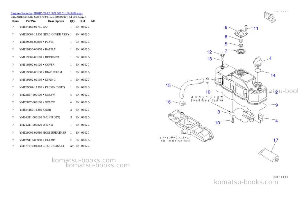 Komatsu 3d84e-5x-ab s/n 00101-up Parts catalog cover Page 3 Komatsu 3d84e-5x-ab s/n 00101-up Parts catalog cover Page 3