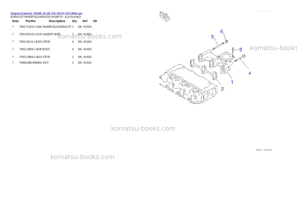 Komatsu 3d84e-5x-ab s/n 00101-up Parts catalog cover Page 6 Komatsu 3d84e-5x-ab s/n 00101-up Parts catalog cover Page 6