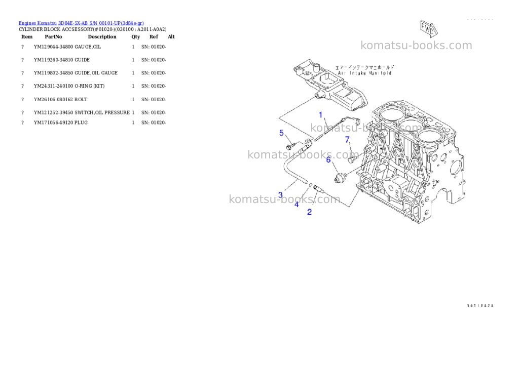 Komatsu 3d84e-5x-ab s/n 00101-up Parts catalog cover Page 9 Komatsu 3d84e-5x-ab s/n 00101-up Parts catalog cover Page 9