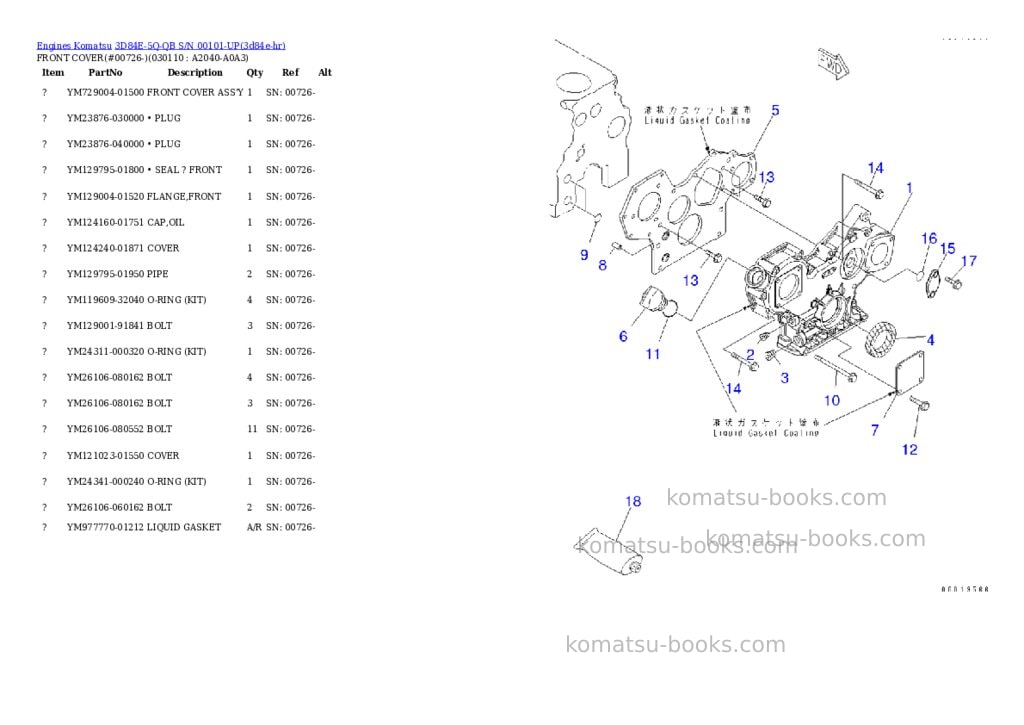 Komatsu 3d84e-5q-qb s/n 00101-up Parts catalog cover Page 10 Komatsu 3d84e-5q-qb s/n 00101-up Parts catalog cover Page 10