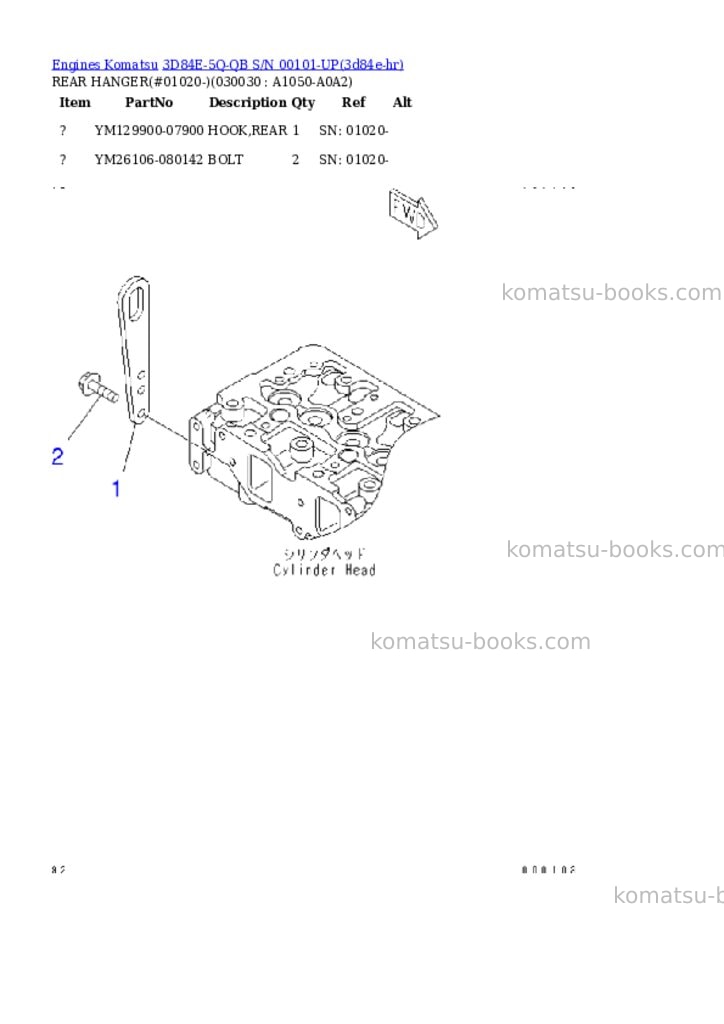 Komatsu 3d84e-5q-qb s/n 00101-up Parts catalog cover Page 2 Komatsu 3d84e-5q-qb s/n 00101-up Parts catalog cover Page 2