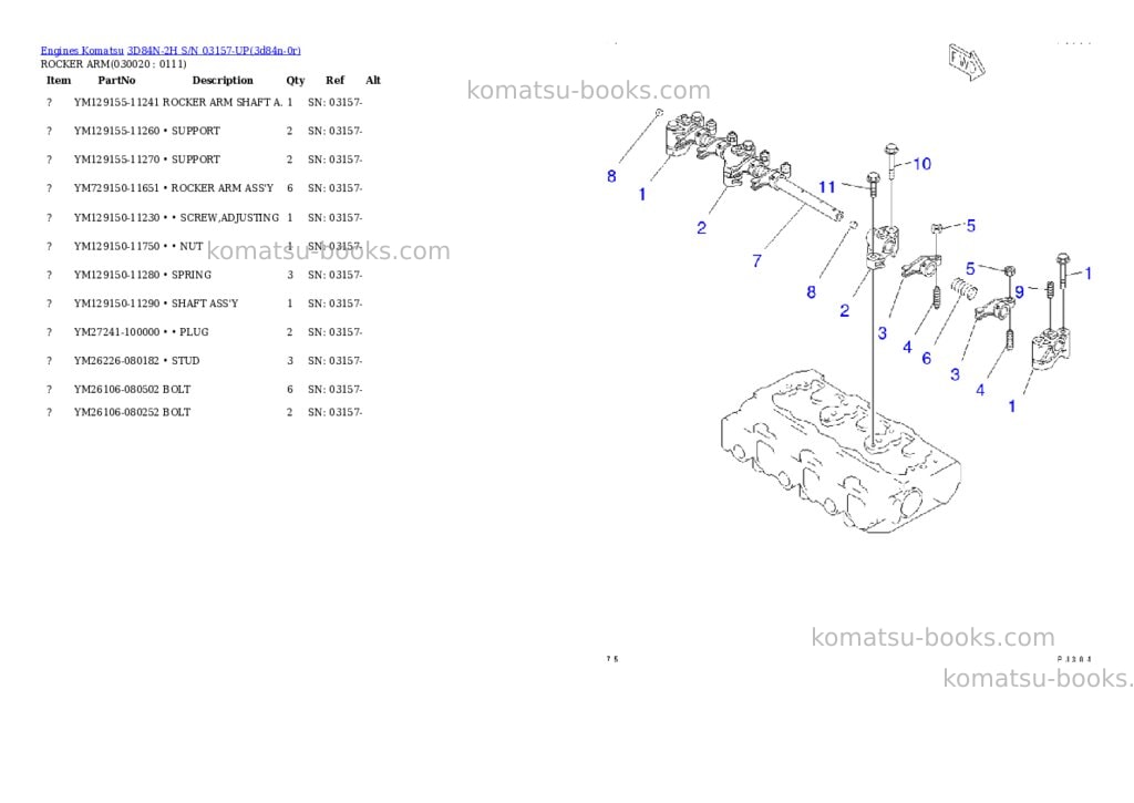 Komatsu 3D84N-2H S/N 03157-UP Parts catalog cover Komatsu 3D84N-2H S/N 03157-UP Parts catalog cover