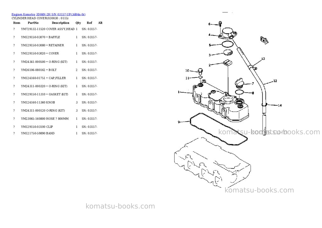 Komatsu 3D84N-2H S/N 03157-UP Parts catalog cover Page 2 Komatsu 3D84N-2H S/N 03157-UP Parts catalog cover Page 2