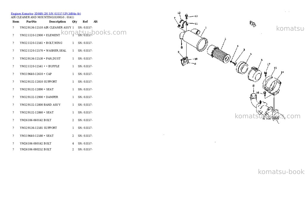 Komatsu 3D84N-2H S/N 03157-UP Parts catalog cover Page 4 Komatsu 3D84N-2H S/N 03157-UP Parts catalog cover Page 4