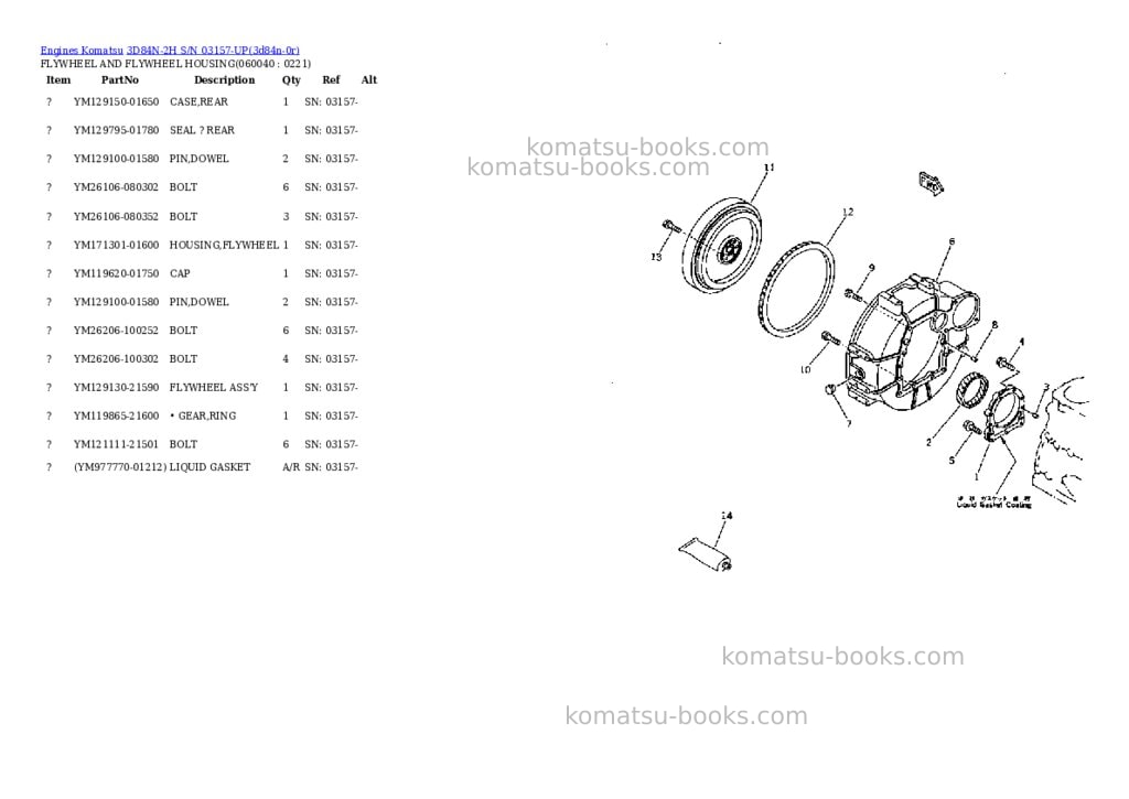 Komatsu 3D84N-2H S/N 03157-UP Parts catalog cover Page 9 Komatsu 3D84N-2H S/N 03157-UP Parts catalog cover Page 9