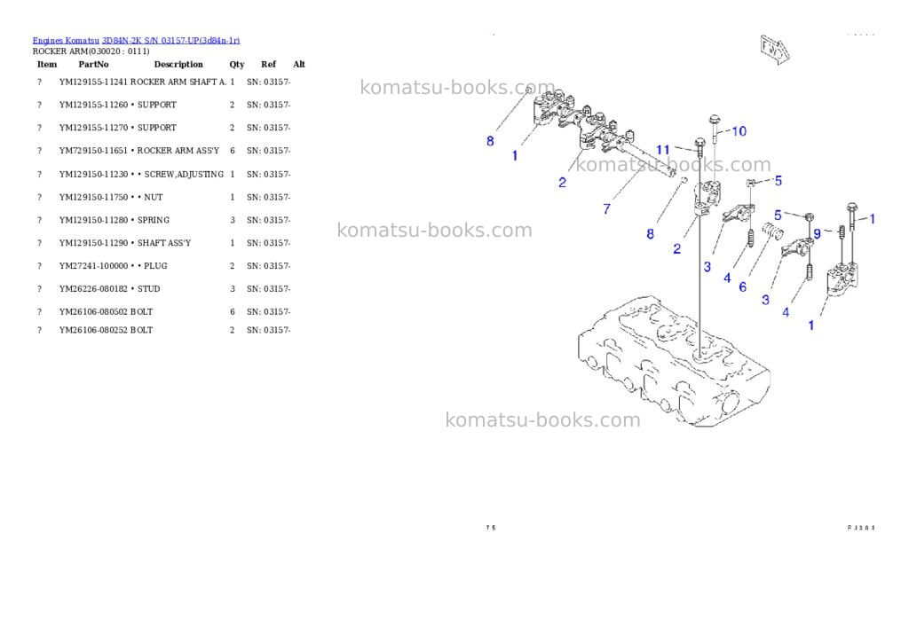Komatsu 3D84N-2K S/N 03157-UP Parts catalog cover Komatsu 3D84N-2K S/N 03157-UP Parts catalog cover