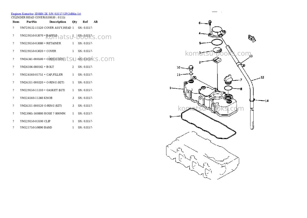 Komatsu 3D84N-2K S/N 03157-UP Parts catalog cover Page 2 Komatsu 3D84N-2K S/N 03157-UP Parts catalog cover Page 2