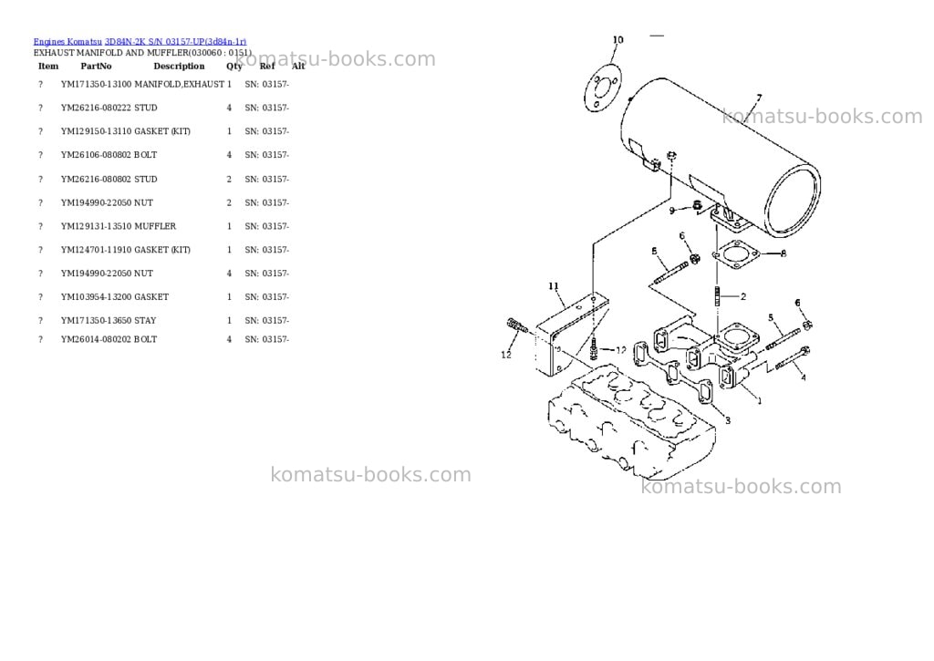Komatsu 3D84N-2K S/N 03157-UP Parts catalog cover Page 5 Komatsu 3D84N-2K S/N 03157-UP Parts catalog cover Page 5