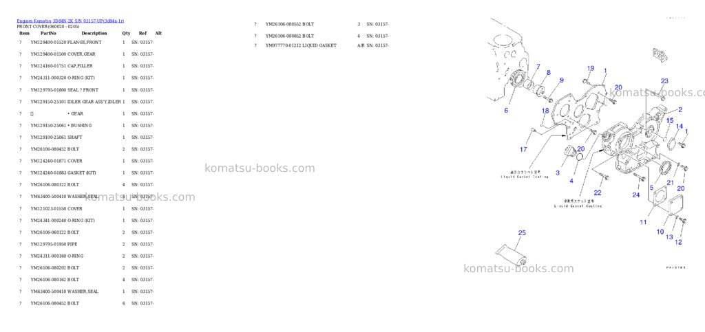 Komatsu 3D84N-2K S/N 03157-UP Parts catalog cover Page 7 Komatsu 3D84N-2K S/N 03157-UP Parts catalog cover Page 7
