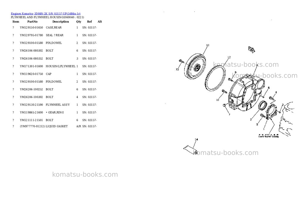Komatsu 3D84N-2K S/N 03157-UP Parts catalog cover Page 9 Komatsu 3D84N-2K S/N 03157-UP Parts catalog cover Page 9