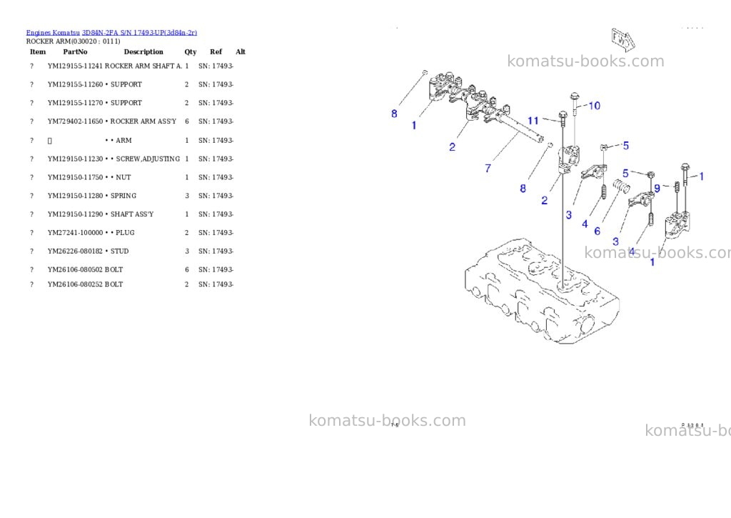 Komatsu 3D84N-2FA S/N 17493-UP Parts catalog cover