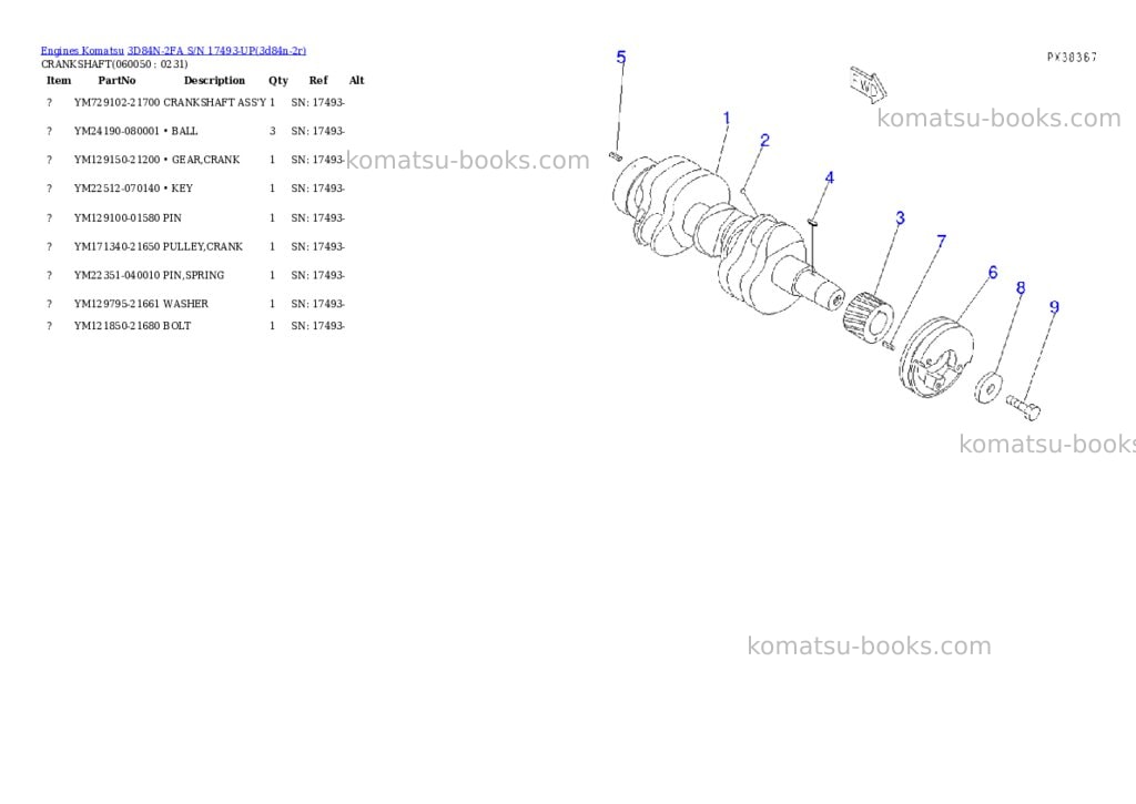 Komatsu 3D84N-2FA S/N 17493-UP Parts catalog cover Page 10