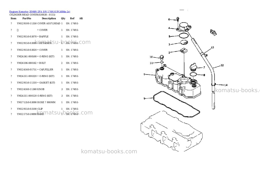 Komatsu 3D84N-2FA S/N 17493-UP Parts catalog cover Page 2