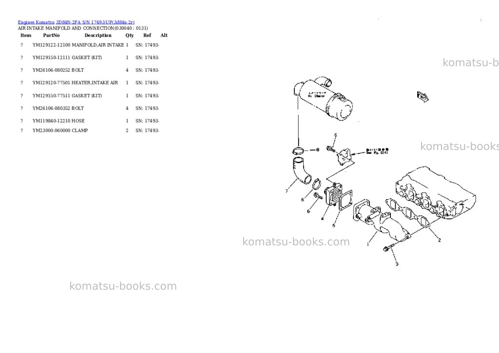 Komatsu 3D84N-2FA S/N 17493-UP Parts catalog cover Page 3