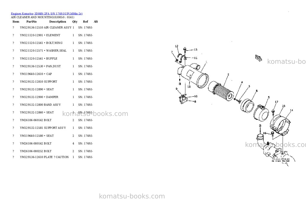 Komatsu 3D84N-2FA S/N 17493-UP Parts catalog cover Page 4