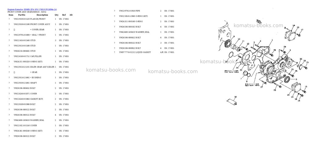 Komatsu 3D84N-2FA S/N 17493-UP Parts catalog cover Page 7