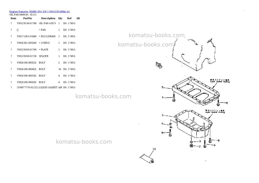Komatsu 3D84N-2FA S/N 17493-UP Parts catalog cover Page 8