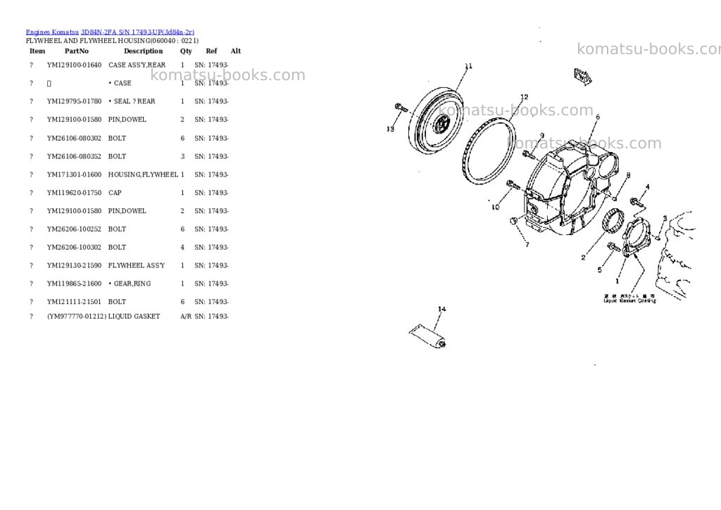 Komatsu 3D84N-2FA S/N 17493-UP Parts catalog cover Page 9