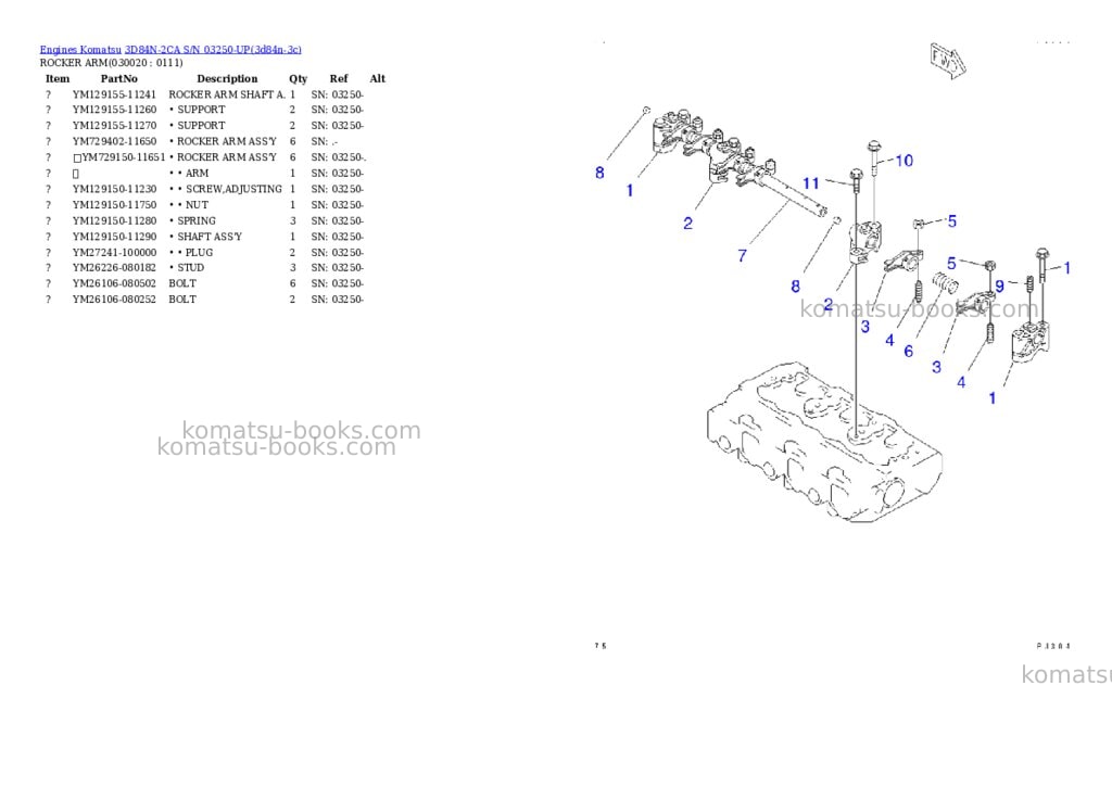 Komatsu 3d84n-2ca s/n 03250-up Parts catalog cover Komatsu 3d84n-2ca s/n 03250-up Parts catalog cover