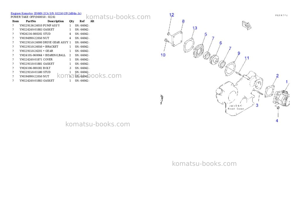Komatsu 3d84n-2ca s/n 03250-up Parts catalog cover Page 10 Komatsu 3d84n-2ca s/n 03250-up Parts catalog cover Page 10