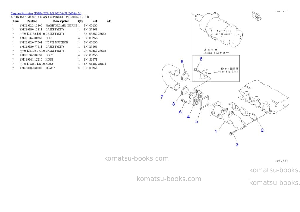 Komatsu 3d84n-2ca s/n 03250-up Parts catalog cover Page 3 Komatsu 3d84n-2ca s/n 03250-up Parts catalog cover Page 3
