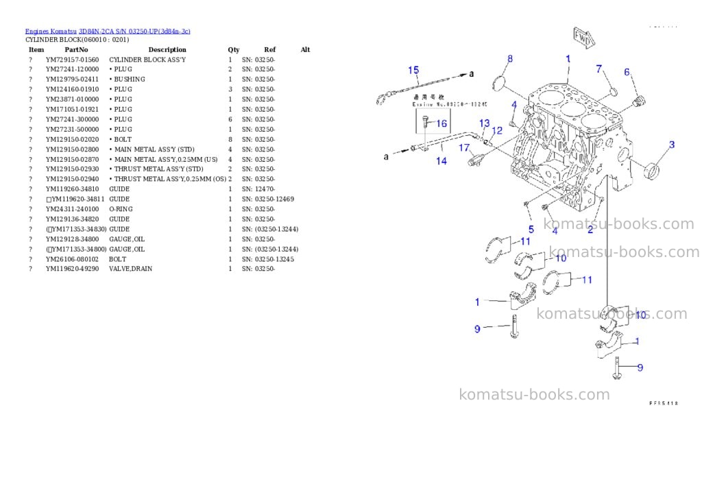 Komatsu 3d84n-2ca s/n 03250-up Parts catalog cover Page 6 Komatsu 3d84n-2ca s/n 03250-up Parts catalog cover Page 6