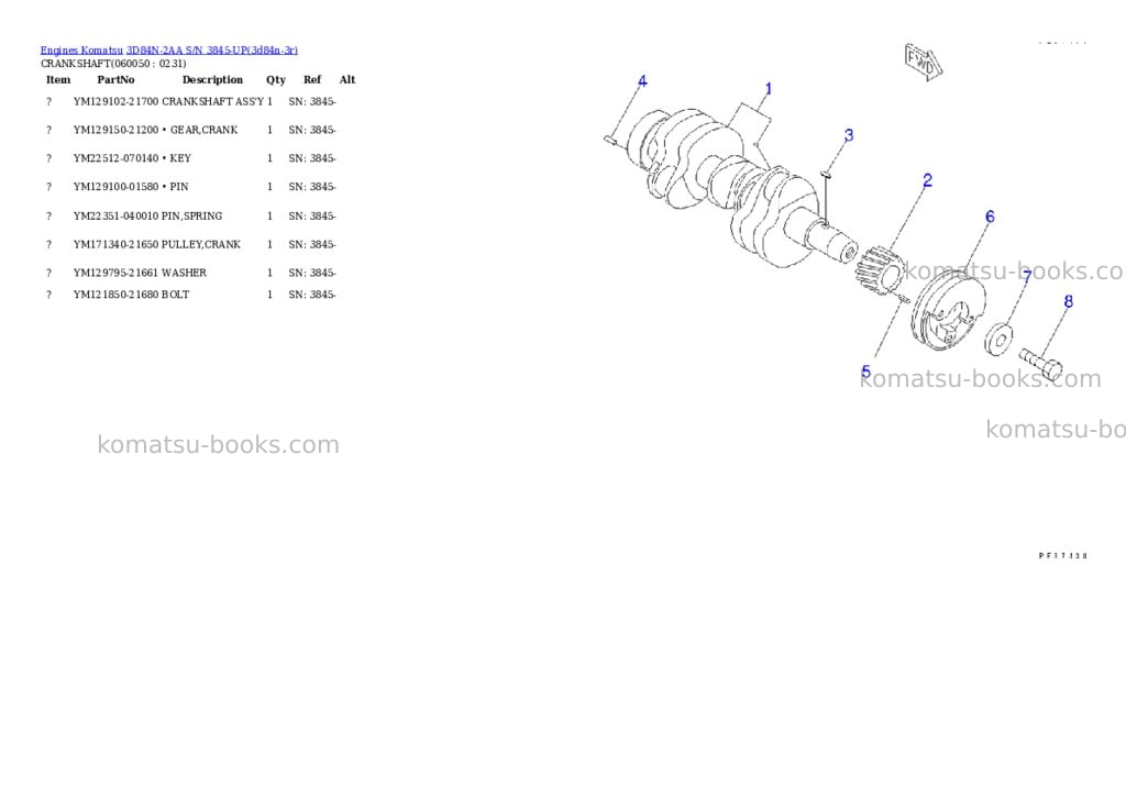 Komatsu 3d84n-2aa s/n 3845-up Parts catalog cover Page 10