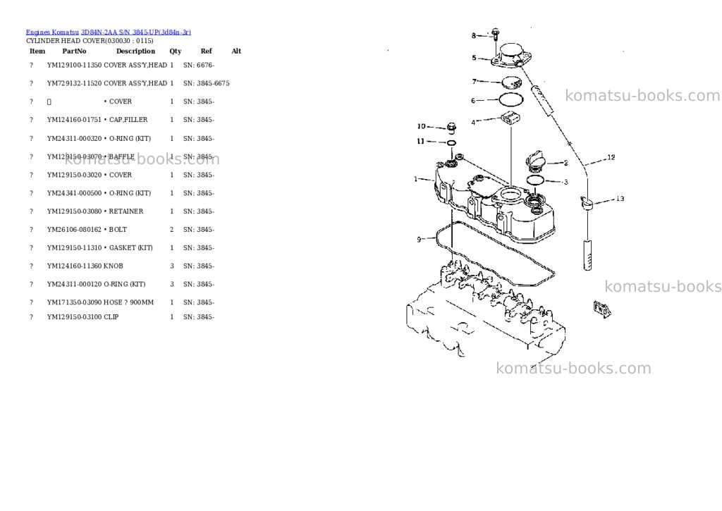 Komatsu 3d84n-2aa s/n 3845-up Parts catalog cover Page 2