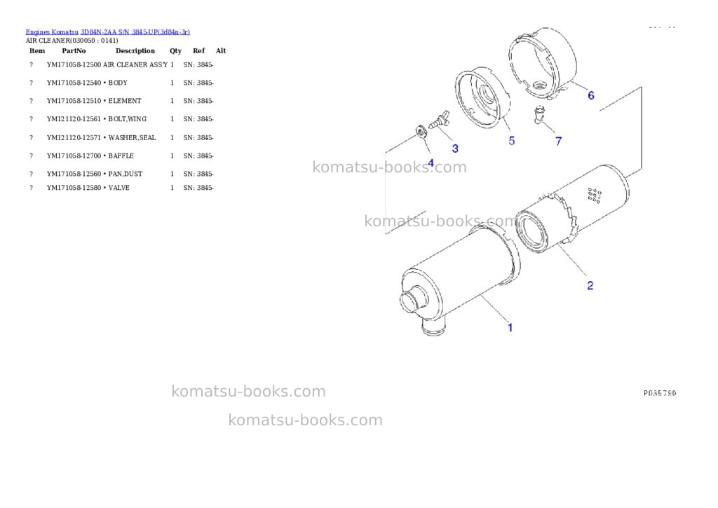 Komatsu 3d84n-2aa s/n 3845-up Parts catalog cover Page 4
