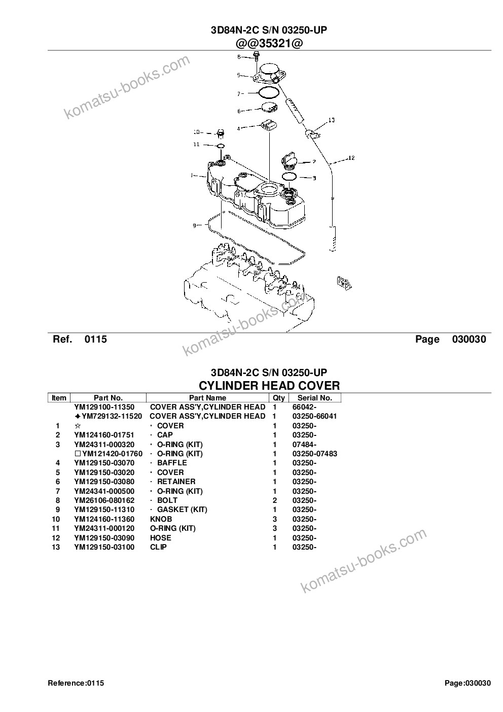 Komatsu 3d84n-2c s/n 03250-up Parts catalog cover Page 5 Komatsu 3d84n-2c s/n 03250-up Parts catalog cover Page 5