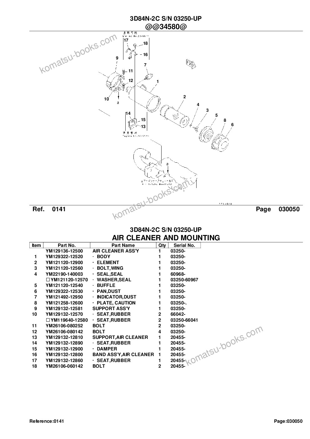 Komatsu 3d84n-2c s/n 03250-up Parts catalog cover Page 7 Komatsu 3d84n-2c s/n 03250-up Parts catalog cover Page 7
