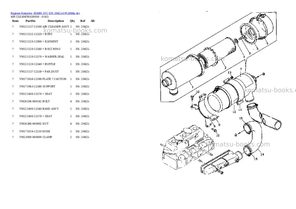 Komatsu 3d84n-1yc s/n 20425-up Parts catalog cover Page 4 Komatsu 3d84n-1yc s/n 20425-up Parts catalog cover Page 4