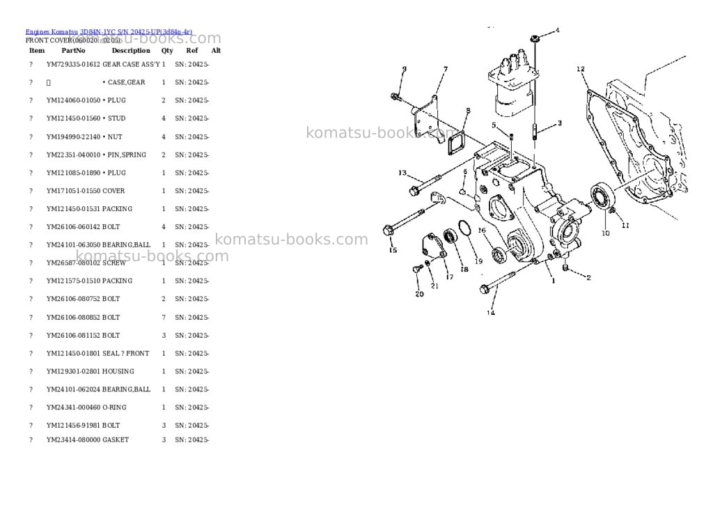 Komatsu 3d84n-1yc s/n 20425-up Parts catalog cover Page 7 Komatsu 3d84n-1yc s/n 20425-up Parts catalog cover Page 7