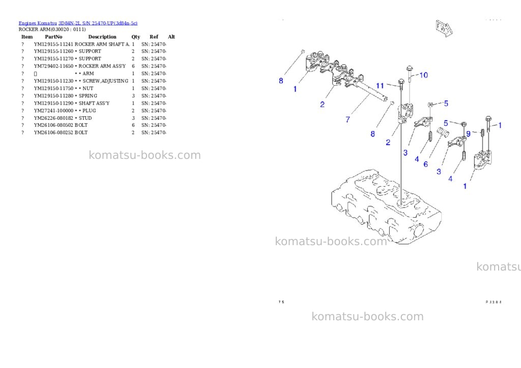 Komatsu 3d84n-2l s/n 25470-up Parts catalog cover Komatsu 3d84n-2l s/n 25470-up Parts catalog cover