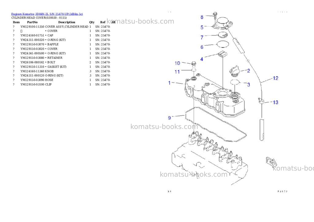 Komatsu 3d84n-2l s/n 25470-up Parts catalog cover Page 2 Komatsu 3d84n-2l s/n 25470-up Parts catalog cover Page 2