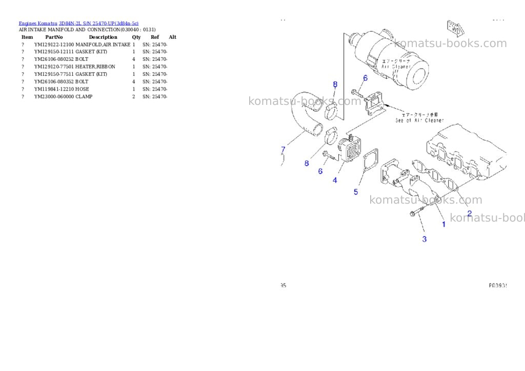 Komatsu 3d84n-2l s/n 25470-up Parts catalog cover Page 3 Komatsu 3d84n-2l s/n 25470-up Parts catalog cover Page 3