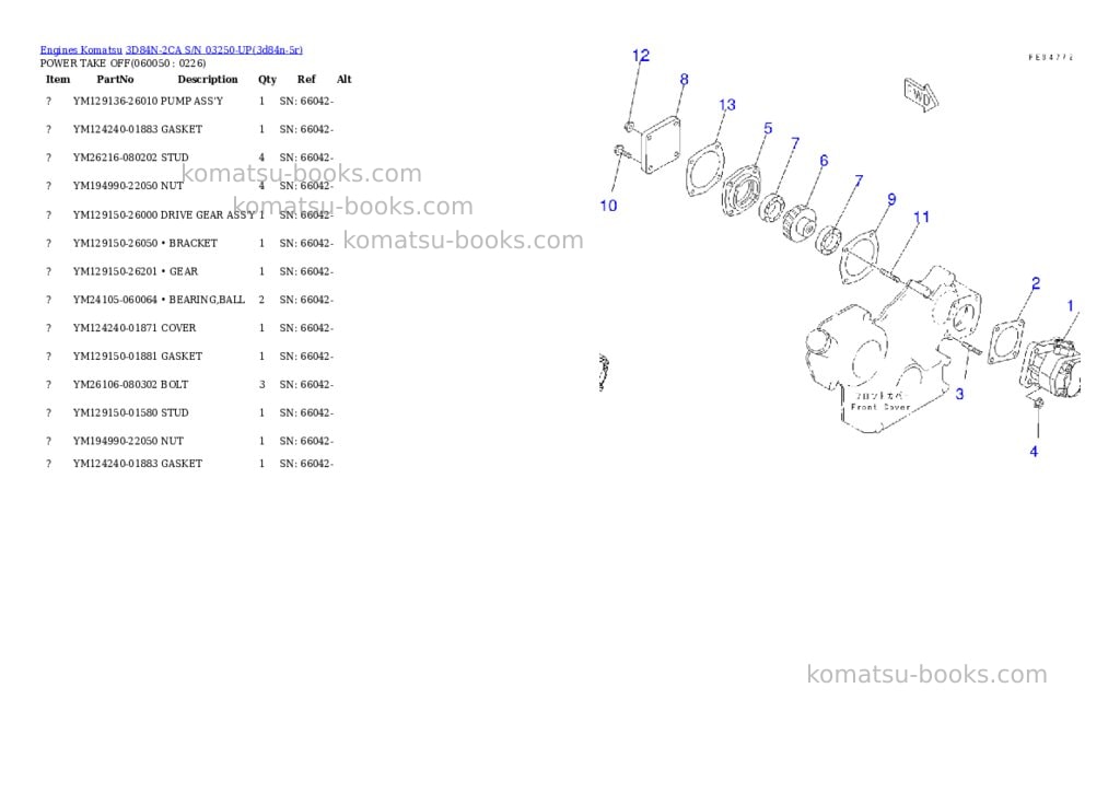 Komatsu 3D84N-2CA S/N 03250-UP Parts catalog cover Page 10