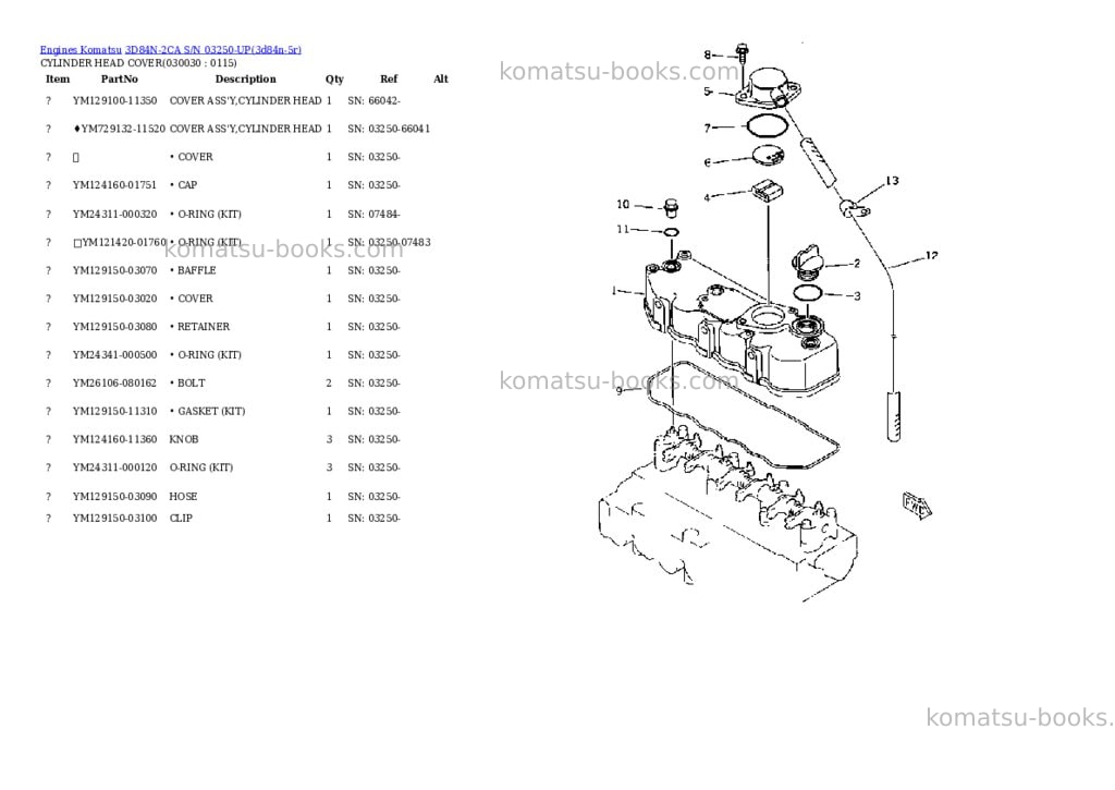 Komatsu 3D84N-2CA S/N 03250-UP Parts catalog cover Page 2