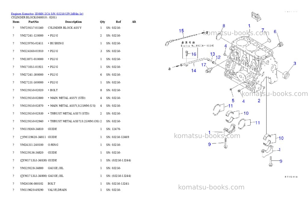 Komatsu 3D84N-2CA S/N 03250-UP Parts catalog cover Page 6