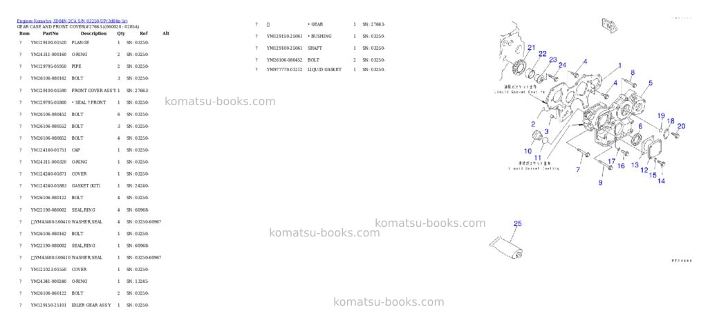Komatsu 3D84N-2CA S/N 03250-UP Parts catalog cover Page 7