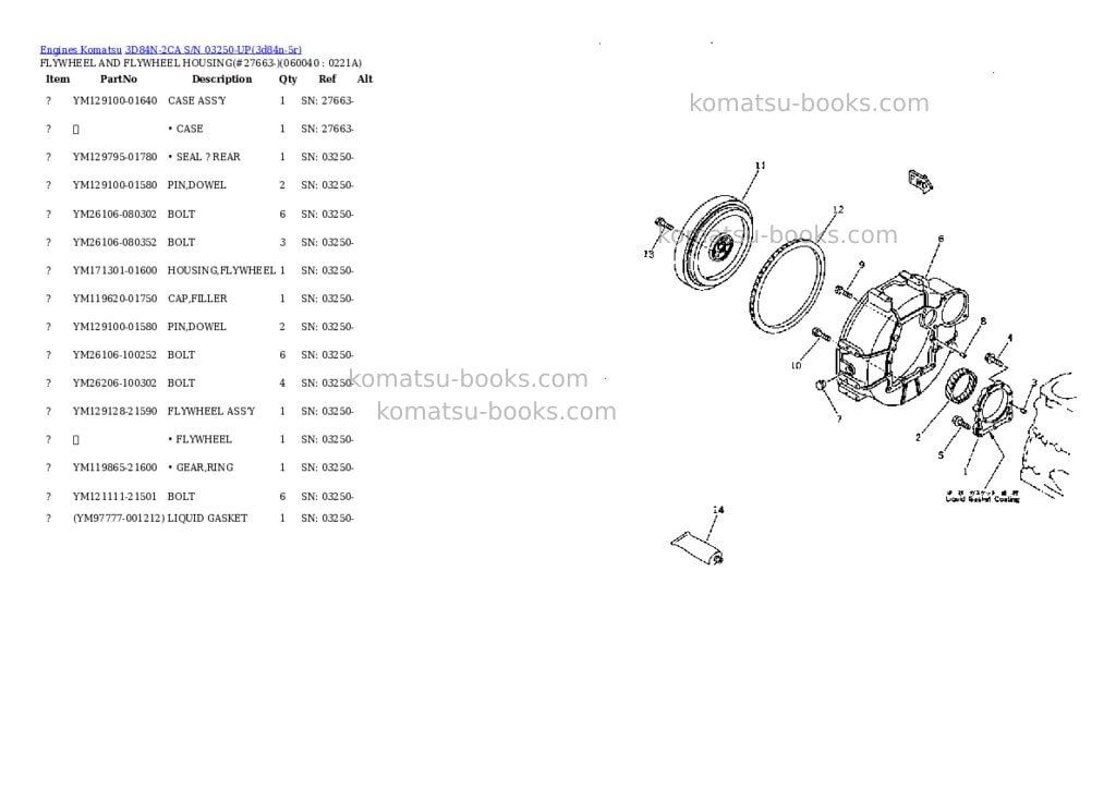 Komatsu 3D84N-2CA S/N 03250-UP Parts catalog cover Page 9