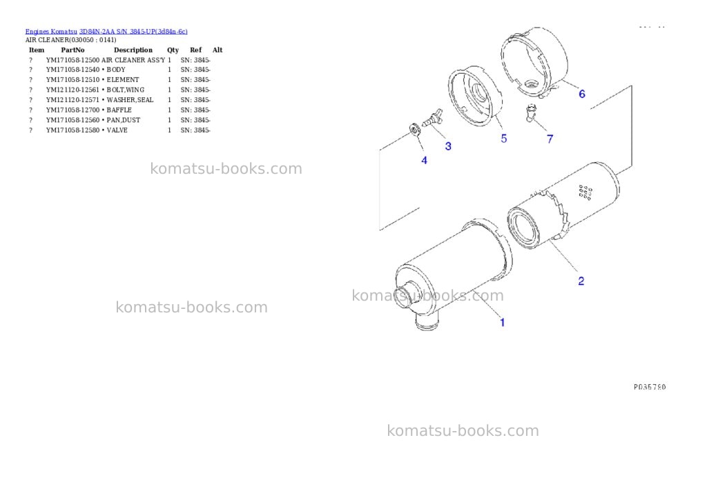 Komatsu 3D84N-2AA S/N 3845-UP Parts catalog cover Page 4