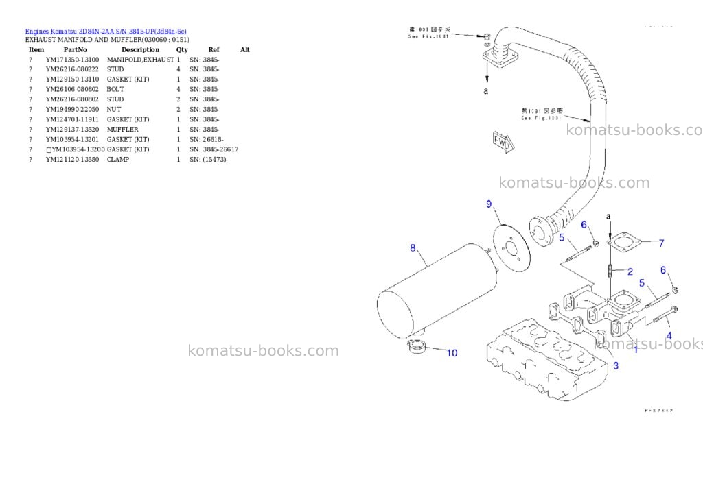 Komatsu 3D84N-2AA S/N 3845-UP Parts catalog cover Page 5