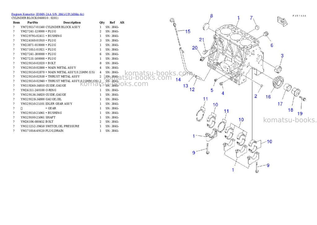 Komatsu 3D84N-2AA S/N 3845-UP Parts catalog cover Page 6