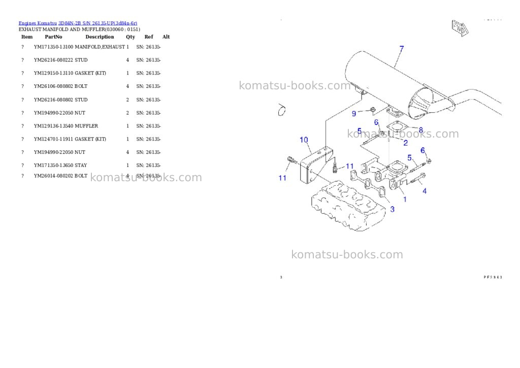 Komatsu 3d84n-2b s/n 26135-up Parts catalog cover Page 5