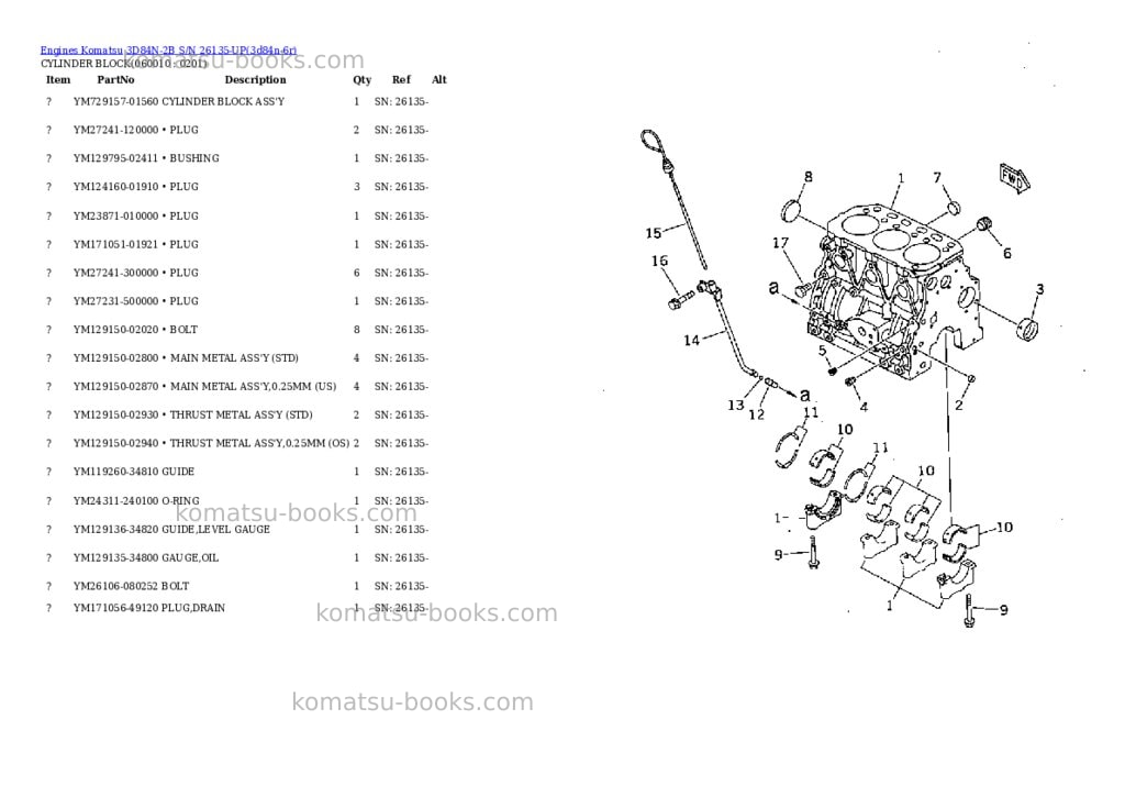 Komatsu 3d84n-2b s/n 26135-up Parts catalog cover Page 6
