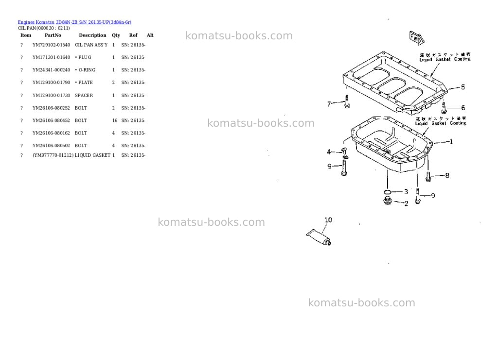 Komatsu 3d84n-2b s/n 26135-up Parts catalog cover Page 8