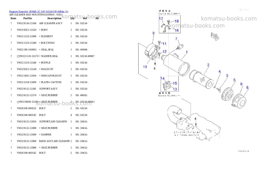 Komatsu 3D84N-2C S/N 03250-UP Parts catalog cover Page 4 Komatsu 3D84N-2C S/N 03250-UP Parts catalog cover Page 4